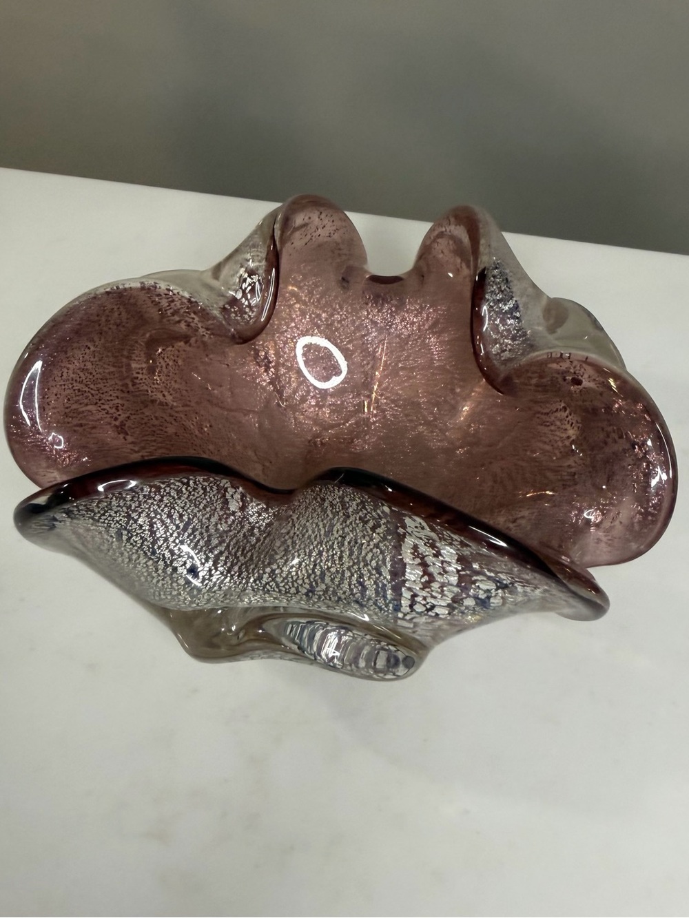 Murano purple Amethyst Freeform Glass bowl/ ashtray